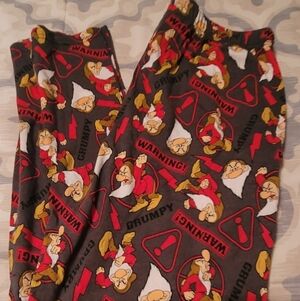 Disney Grumpy Pants Size Medium. gray , Red Warning Grumpy New with Tags